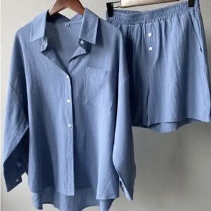 Blue linen set